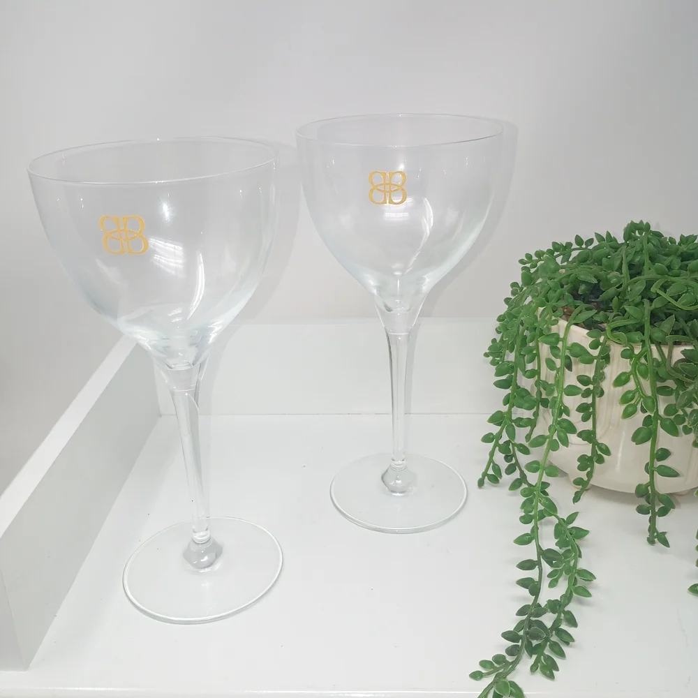 Baileys Elegant Clear Wine Glass Set with Gold Accent